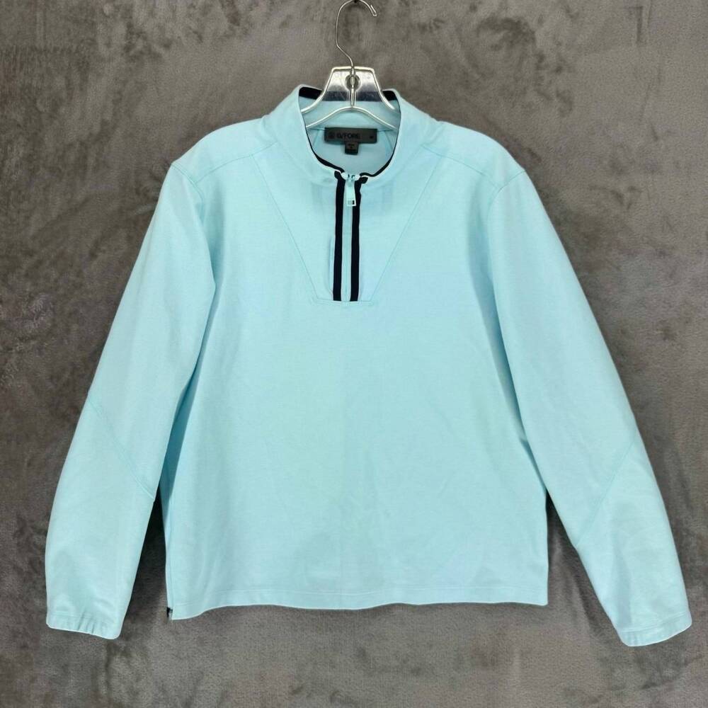 NEW G/FORE men's waffle 1/4 zip pullover sweater in powder blue